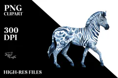 Zebra Made of Blue Toile, Transparent PNG Product Image 2