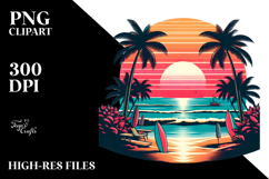 Retro Tropical Beach Sunset Clipart Tshirt, 20 oz Tumbler Product Image 2