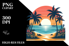 Retro Tropical Beach Sunset PNG Product Image 2