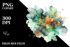 Colorful Greenish Watercolor Particles with Golden Foil | Product Image 3