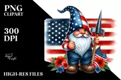 Detailed Patriotism Watercolor Gnome Product Image 3