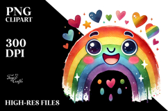 Colorful Rainbow Hearts PNG Product Image 2