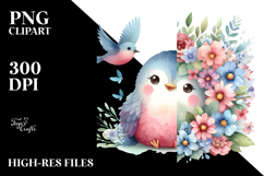 Cute Bird Flowers, PNG Product Image 2