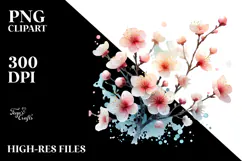 Cherry Blossom with Watercolor PNG Product Image 2