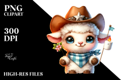 Baby Lamb with Cowboy Hat and Marshmallow on a Stick PNG Product Image 2