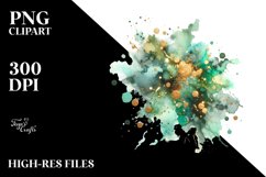 Colorful Greenish Watercolor Particles with Small Golden Product Image 3