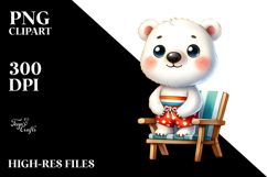 Cute Polar Bear Dressed for Beach | Clipart Product Image 2
