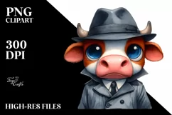 Funny Cow with Hat Clipart PNG Product Image 1