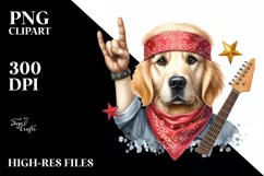 Funny Rock Star Golden Retriever Clipart Product Image 3
