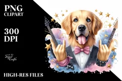 Funny Rock Star Golden Retriever Clipart Product Image 3