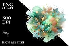 Colorful Greenish Watercolor Particles with Small Golden Product Image 1