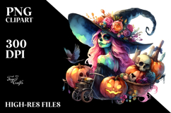 Vibrant Witch Pumpkin Drawing Product Image 2
