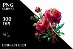 Detailed Wooden Stained Peonies | Sublimation Clipart Product Image 3