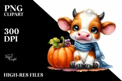 Cute Baby Cow Pumpkin | Clipart Product Image 1