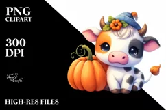 Cute Baby Cow Pumpkin | Clipart Product Image 1