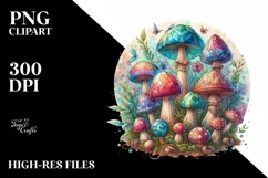 Detailed Mushroom Watercolor Splash PNG Product Image 3