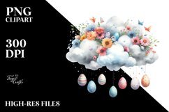 Easter Eggs Hanging in Cloud Watercolor PNG Product Image 2