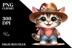 Watercolor Baby Cat with Hat PNG Product Image 3