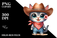 Expressive Happy Cat with Flower | Sublimation | Clipart Product Image 2
