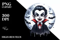 Funny Vampire Halloween Clipart PNG Product Image 1