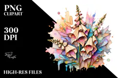 Abstract Pastel Wooden Stained Foxglove, PNG Product Image 2