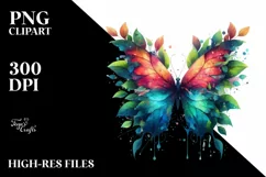 Bored Butterfly Watercolor Clipart PNG Product Image 1