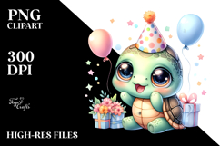 Cute Baby Turtle with Party Hat, PNG Product Image 2