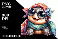 Funny Turtle Silk Scarf Sunglasses Love Sign | Sublimation | Product Image 1