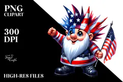Patriotic Gnome with Punk Haircut PNG Product Image 2