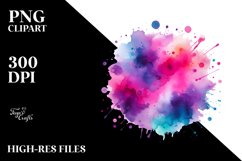 Colorful Magenta Watercolor Background with Drips | Clipart Product Image 1