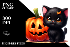 Cute Black Cat Pumpkin Drawing Product Image 2