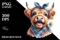 Cow Highland Cow Portrait Housewife Bandana Big Eyes Clipart Product Image 3