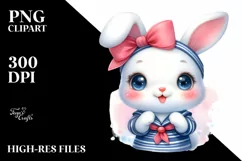 Vibrant Cute Baby Rabbit in Sailor Suit | Sublimation | Product Image 1