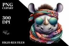 Boho Rhino Scarf Sunglasses Clipart Product Image 3