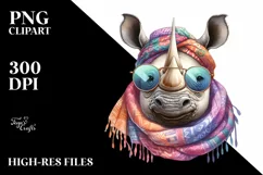 Boho Rhino Scarf Sunglasses Clipart Product Image 1
