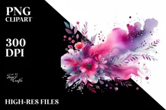Colorful Magenta Watercolor Background with Drips | Clipart Product Image 3