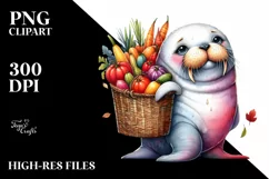 Baby Walrus Autumn Vegetables | Sublimation | Clipart Product Image 3