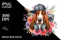 Funny Hip Hop Singer Basset Hound Clipart Product Image 1