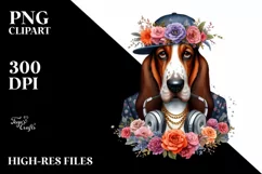 Funny Hip Hop Singer Basset Hound Clipart Product Image 1
