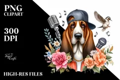 Funny Hip Hop Singer Basset Hound Clipart Product Image 3