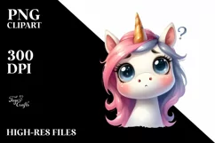 Expressive Unicorn with Big Eyes PNG Product Image 1