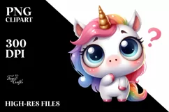 Expressive Unicorn with Big Eyes PNG Product Image 3