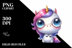 Expressive Unicorn with Big Eyes PNG Product Image 3