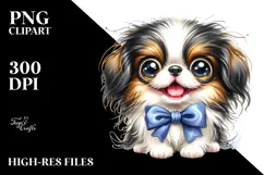 Cartoon Japanese Chin with Big Eyes, White Background Product Image 2