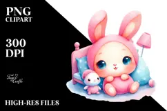 cute Baby Bunny with Bed PNG Product Image 2