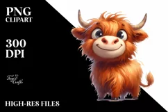 Highland Cow with Big Eyes, Funny Expressive PNG Product Image 1
