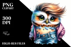 Revolted Baby Owl with Model Pose PNG Product Image 1