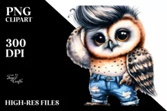 Revolted Baby Owl with Model Pose PNG Product Image 3