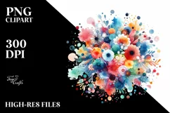 Colorful Watercolor Background with Splash | Clipart Product Image 1