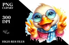 Duck Portrait Victory Sign Clipart Product Image 3